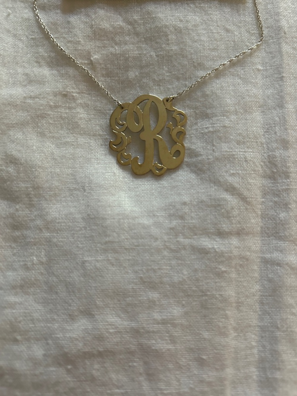 Silver Monogram 'R' Necklace - Picture 2 of 3